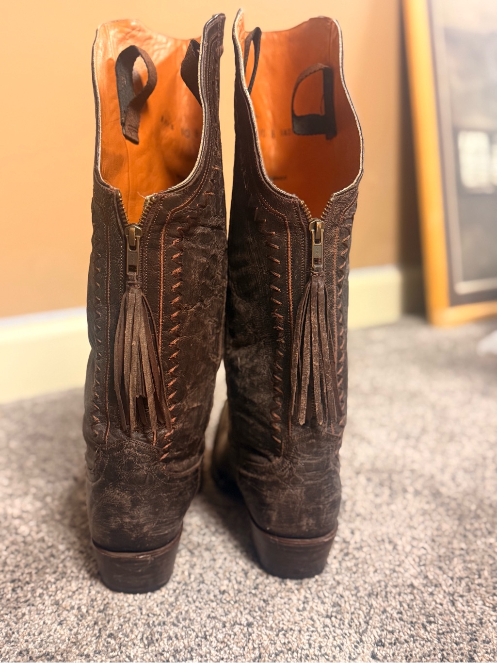 Lucchese Brown Leather Tall Cowboy Boots — image 3 of 6